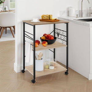 Servierwagen Rugby 65,5x45,5x88,5cm Industrial Holz hell, Eiche Sonoma