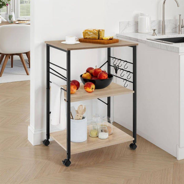 Servierwagen Rugby 65,5x45,5x88,5cm Industrial Holz hell, Eiche Sonoma