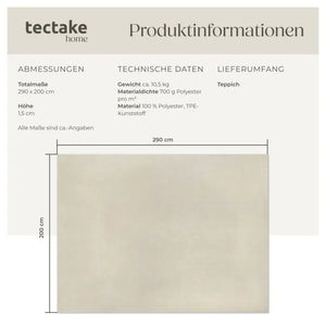 Kurzflorteppich Soft Zone beige 200 x 290 cm