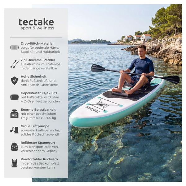 Stand-Up Paddle Board 2in1 Zenon weiss/türkis 320 cm ohne Kamerahalterung