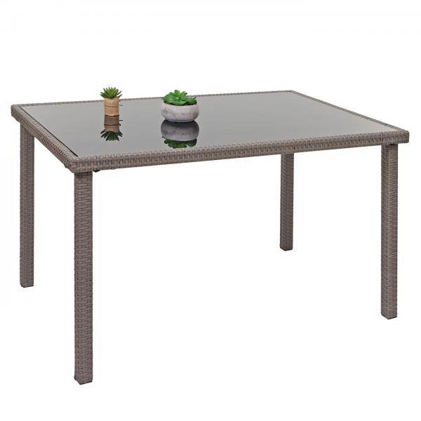 Poly-Rattan Tisch HWC-G19, Gartentisch Balkontisch, 120x75cm ~ grau