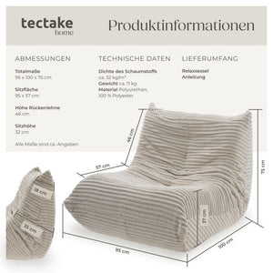 Relaxsessel Logo Premiumschaumstoff Samtcord beige
