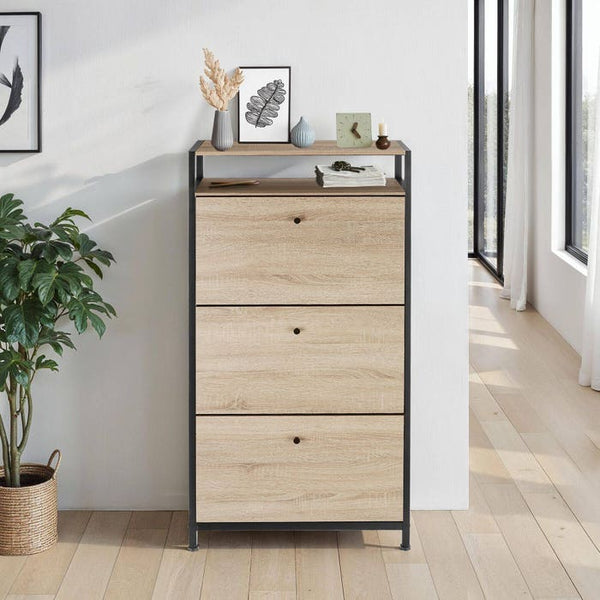 Schuhschrank Braddock Industrial Holz hell, Eiche Sonoma 61 cm