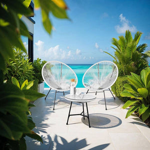 2 Gartenstühle Santana mit Tisch weiss