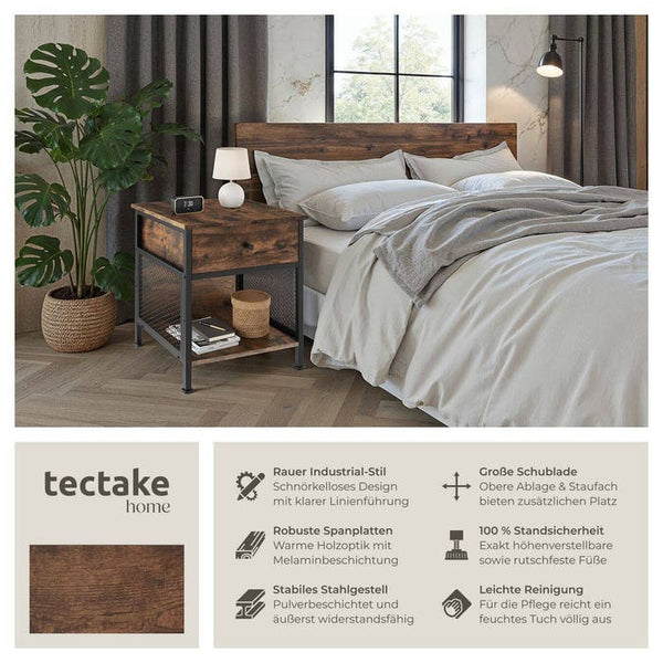 Nachttisch Killarney Industrial Holz dunkel, rustikal