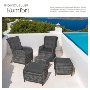 Rattan Sitzgruppe Benissa grau-meliert/grau