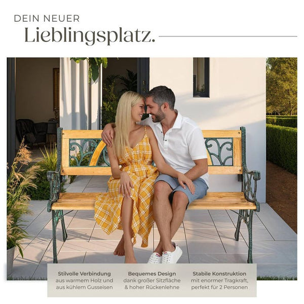 Gartenbank Kathi aus Holz und Gusseisen