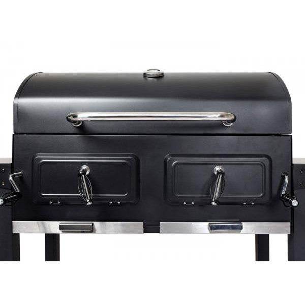 Holzkohlegrill HWC-K94, Grillwagen Standgrill BBQ Gartengrill mit Deckel Ablage, Stahl Emaille 110x153x60cm schwarz