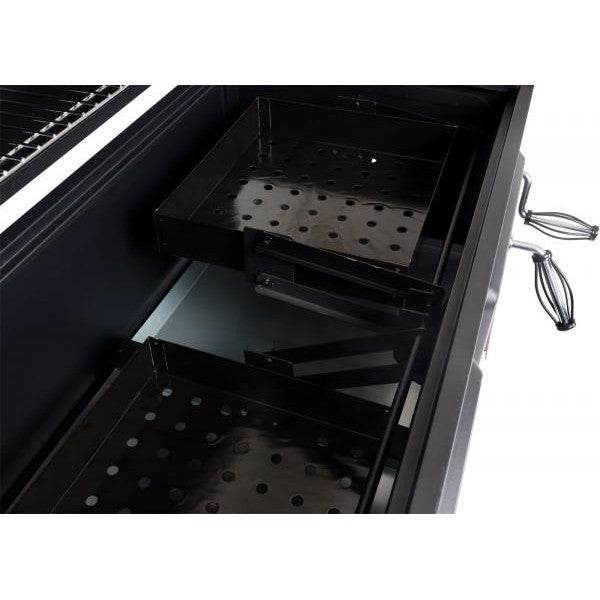 Holzkohlegrill HWC-K94, Grillwagen Standgrill BBQ Gartengrill mit Deckel Ablage, Stahl Emaille 110x153x60cm schwarz