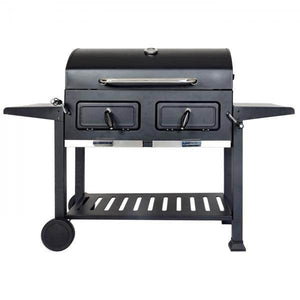 Holzkohlegrill HWC-K94, Grillwagen Standgrill BBQ Gartengrill mit Deckel Ablage, Stahl Emaille 110x153x60cm schwarz
