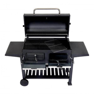 Holzkohlegrill HWC-K94, Grillwagen Standgrill BBQ Gartengrill mit Deckel Ablage, Stahl Emaille 110x153x60cm schwarz