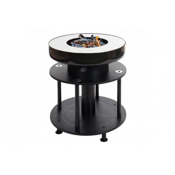 Feuerschale mit Grill HWC-K95, Feuerstelle Grill BBQ, Grillplatte Ablagefläche, Stahl Edelstahl Emaille Ø 56cm schwarz