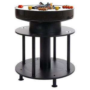 Feuerschale mit Grill HWC-K95, Feuerstelle Grill BBQ, Grillplatte Ablagefläche, Stahl Edelstahl Emaille Ø 56cm schwarz