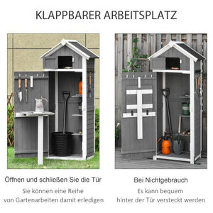 Gerätehaus Geräteschuppen mit Klapptisch Grau Weiss