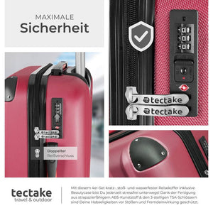 Hartschalenkoffer und Beauty-Case Set 4-tlg. Weinrot