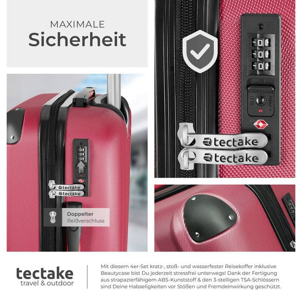 Hartschalenkoffer und Beauty-Case Set 4-tlg. Weinrot
