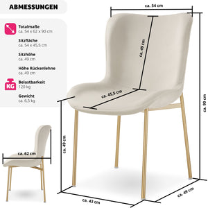 Polsterstuhl Tessa Samt beige/gold pro Stück