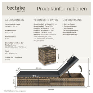 Rattan-Doppelliege Carbonera natur