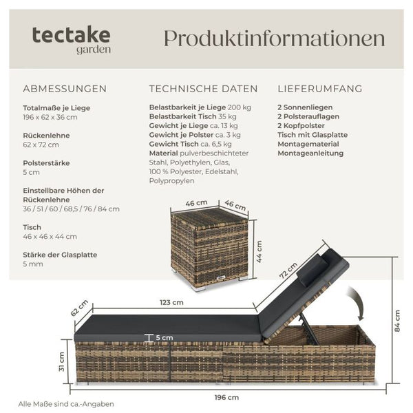 Rattan-Doppelliege Carbonera natur