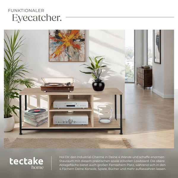 TV-Regal Denver Industrial Holz hell, Eiche Sonoma 120 cm