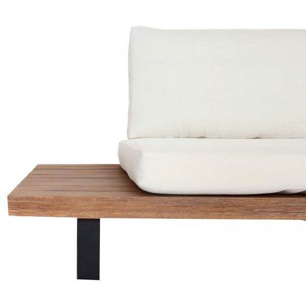 Garten-Garnitur mit Sessel Lounge-Set Sofa, Spun Poly Akazie Holz MVG Aluminium ~ hellbraun, Polster cremeweiss
