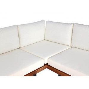 Garten-Garnitur mit Sessel Lounge-Set Sofa, Spun Poly Akazie Holz MVG Aluminium ~ braun, Polster cremeweiss