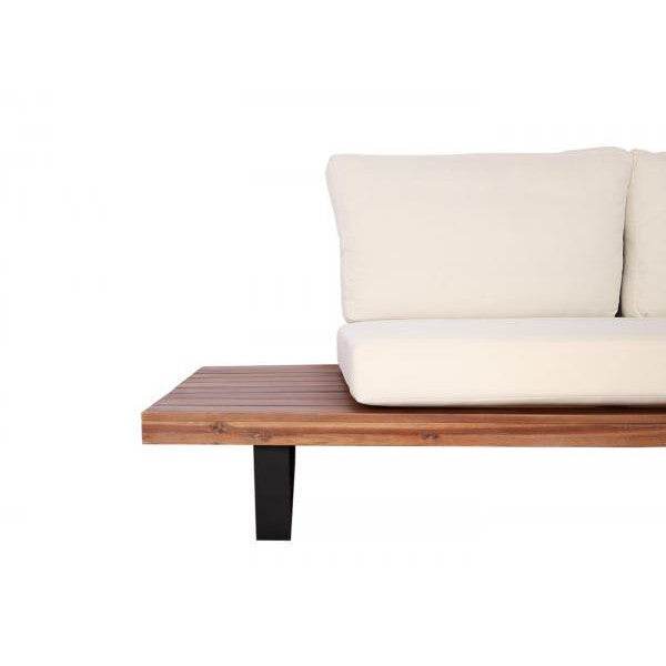 Garten-Garnitur mit Sessel Lounge-Set Sofa, Spun Poly Akazie Holz MVG Aluminium ~ braun, Polster cremeweiss
