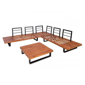 Garten-Garnitur HWC-H54, Garnitur Sitzgruppe Lounge-Set, Spun Poly Akazie Holz MVG Alu ~ braun, Polster cremeweiss