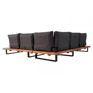 Garten-Garnitur mit Sessel Lounge-Set Sofa, Spun Poly Akazie Holz MVG Aluminium ~ braun, Polster dunkelgrau