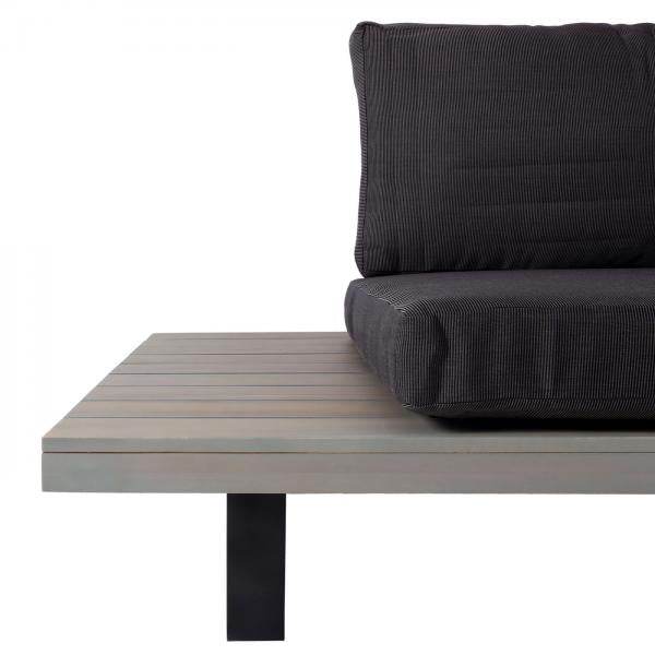 Garten-Garnitur mit Sessel Lounge-Set Sofa, Spun Poly Akazie Holz MVG Aluminium ~ grau, Polster dunkelgrau