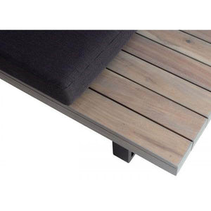 Garten-Garnitur HWC-H54, Garnitur Sitzgruppe Lounge-Set, Spun Poly Akazie Holz MVG Alu ~ grau, Polster dunkelgrau
