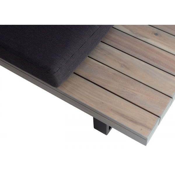Garten-Garnitur HWC-H54, Garnitur Sitzgruppe Lounge-Set, Spun Poly Akazie Holz MVG Alu ~ grau, Polster dunkelgrau