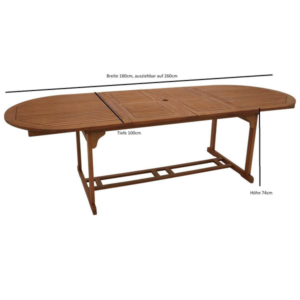 Ausziehtisch LAGO 180/260x100cm, Eukalyptus geölt, FSC®-zertifiziert