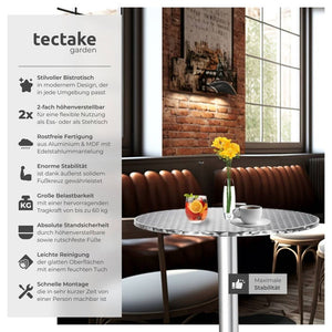 Aluminium Bistrotisch 5,8cm / Ø60cm, klappbar