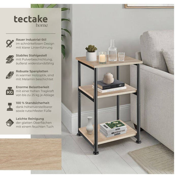 Beistelltisch Memphis 34x30x59cm Industrial Holz hell, Eiche Sonoma