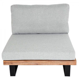 Garten-Garnitur mit Sessel HWC-H54, Lounge-Set Sofa, Spun Poly Akazie Holz MVG Aluminium ~ hellbraun, Polster hellgrau
