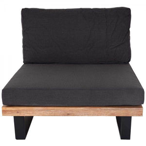 Garten-Garnitur mit Sessel Lounge-Set Sofa, Spun Poly Akazie Holz MVG Aluminium ~ hellbraun, Polster dunkelgrau