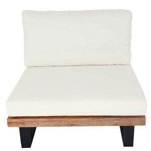 Garten-Garnitur mit Sessel Lounge-Set Sofa, Spun Poly Akazie Holz MVG Aluminium ~ hellbraun, Polster cremeweiss