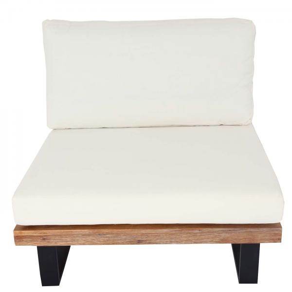Garten-Garnitur mit Sessel Lounge-Set Sofa, Spun Poly Akazie Holz MVG Aluminium ~ hellbraun, Polster cremeweiss