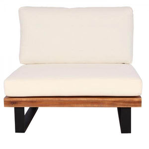 Garten-Garnitur mit Sessel Lounge-Set Sofa, Spun Poly Akazie Holz MVG Aluminium ~ braun, Polster cremeweiss