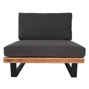 Garten-Garnitur mit Sessel Lounge-Set Sofa, Spun Poly Akazie Holz MVG Aluminium ~ braun, Polster dunkelgrau