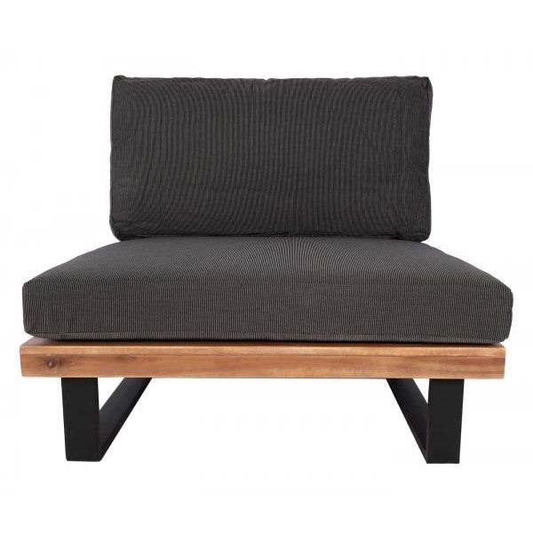 Garten-Garnitur mit Sessel Lounge-Set Sofa, Spun Poly Akazie Holz MVG Aluminium ~ braun, Polster dunkelgrau