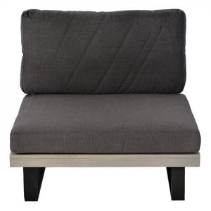Garten-Garnitur mit Sessel Lounge-Set Sofa, Spun Poly Akazie Holz MVG Aluminium ~ grau, Polster dunkelgrau