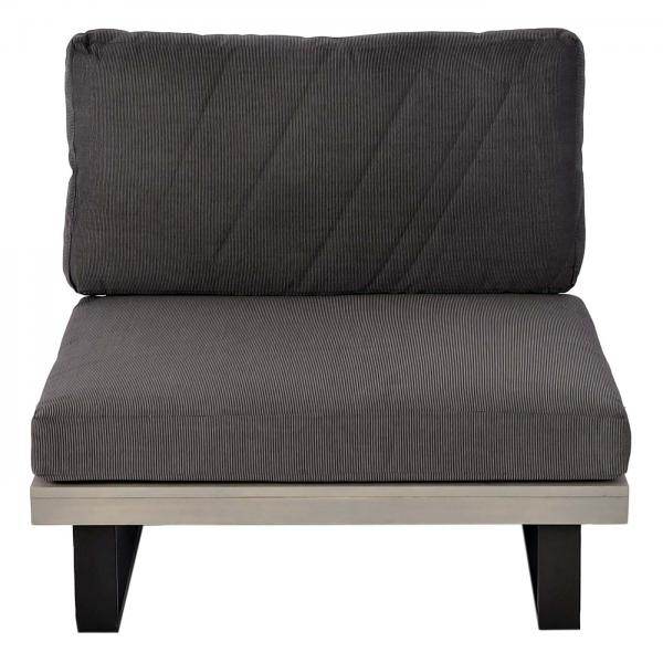 Garten-Garnitur mit Sessel Lounge-Set Sofa, Spun Poly Akazie Holz MVG Aluminium ~ grau, Polster dunkelgrau