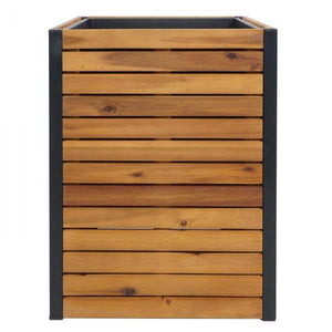 Pflanzkasten HWC-L23, Hochbeet Blumenkasten, Outdoor Akazie Holz FSC-zertifiziert Aluminium ~ 60x42x42cm braun