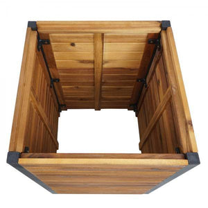 Pflanzkasten HWC-L23, Hochbeet Blumenkasten, Outdoor Akazie Holz FSC-zertifiziert Aluminium ~ 60x42x42cm braun