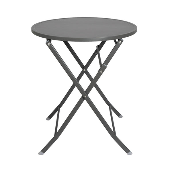 CONTINI Gartentisch Rund mit 2 Stühlen Metall anthrazit