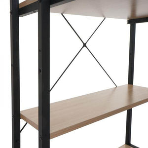 Schreibtisch mit Regal Laptoptisch Bürotisch Arbeitstisch, 100x60cm Metall Holz ~ natur