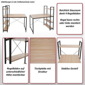Schreibtisch mit Regal Laptoptisch Bürotisch Arbeitstisch, 100x60cm Metall MDF ~ grau-braun