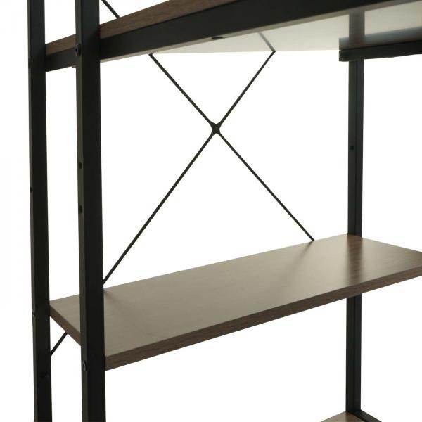 Schreibtisch mit Regal Laptoptisch Bürotisch Arbeitstisch, 100x60cm Metall MDF ~ grau-braun